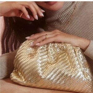 Anthropologie The Frankie Gold Woven Clutch